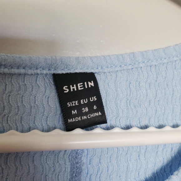 SHEIN Mulvari Pearl Button Detail Mermaid Hem Dress - Size Medium - Baby Blue - Picture 8 of 13